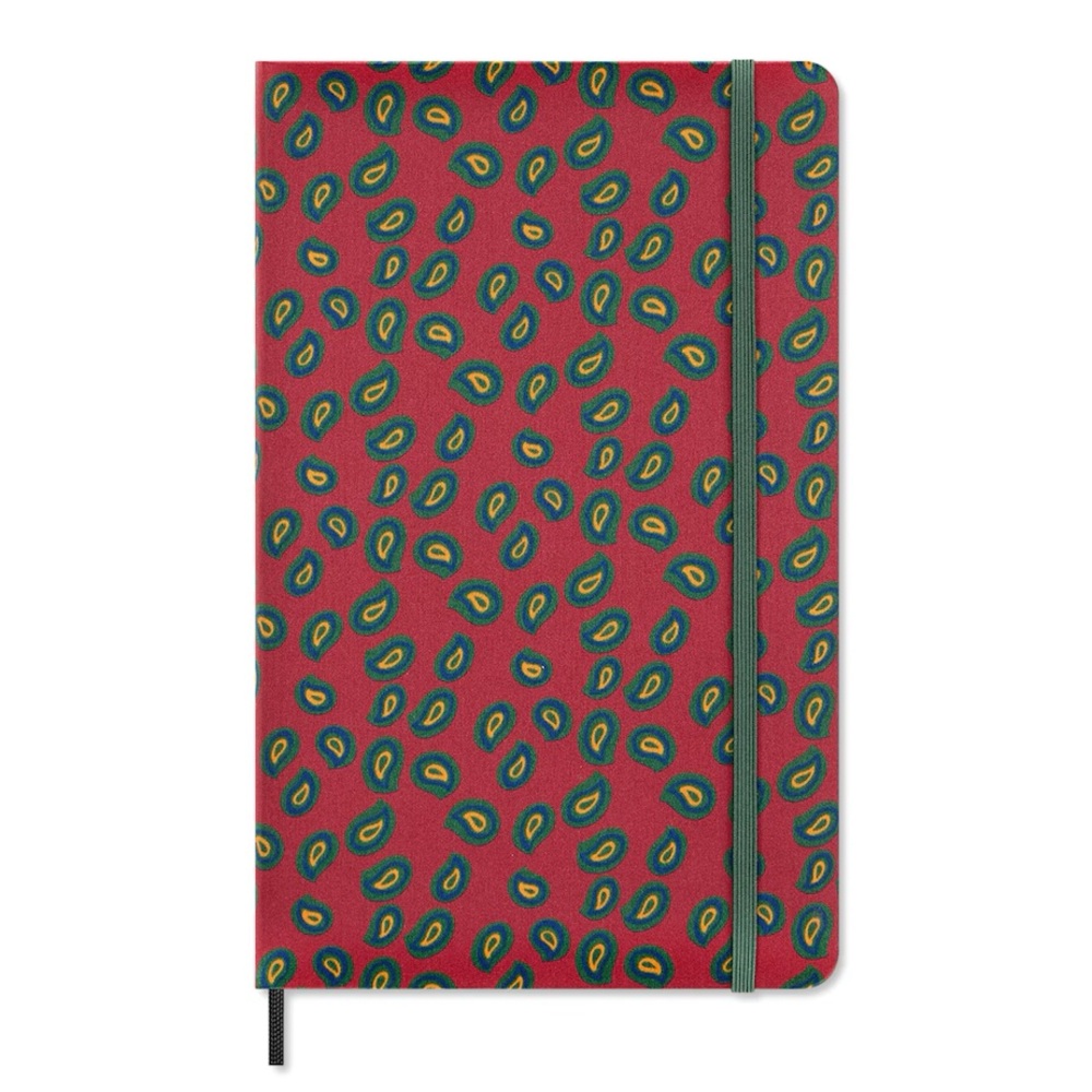 MOLESKINE Silk Collection Lined Notebook Colour Bordeaux Red Green Pattern NWT